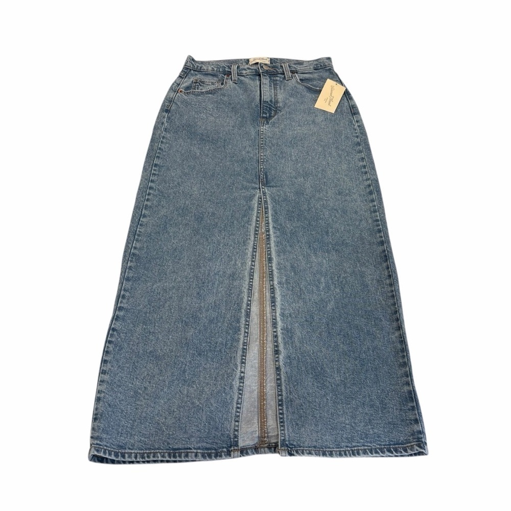 Universal Thread Front-Slit Denim Maxi Skirt | Medium Wash | Size 6 - Picture 1 of 8
